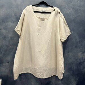 AVA & VIV BEIGE LINEN AND RAYON BLOUSE SIZE 4X